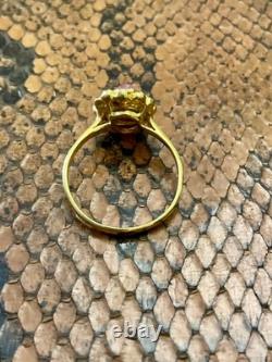 Ancienne Bague Argent Massif Or Véritable Rubis Cabochon Design