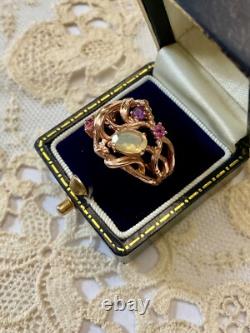 Ancienne Bague Argent Massif Or Vermeil Opale Améthyste Tourmaline Véritables