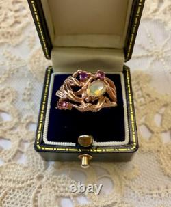 Ancienne Bague Argent Massif Or Vermeil Opale Améthyste Tourmaline Véritables