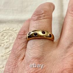 Ancienne Bague Argent Vermeil Grenat Rose Rare Haute Couture Design