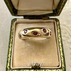 Ancienne Bague Argent Vermeil Grenat Rose Rare Haute Couture Design