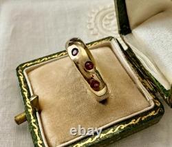 Ancienne Bague Argent Vermeil Grenat Rose Rare Haute Couture Design