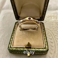 Ancienne Bague Argent Vermeil Grenat Rose Rare Haute Couture Design
