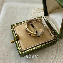 Ancienne Bague Argent Vermeil Grenat Rose Rare Haute Couture Design