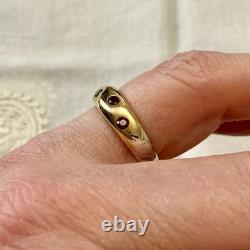 Ancienne Bague Argent Vermeil Grenat Rose Rare Haute Couture Design