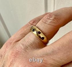 Ancienne Bague Argent Vermeil Grenat Rose Rare Haute Couture Design