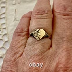 Ancienne Bague Art Deco Coeur Argent Massif Vermeil Ciselures