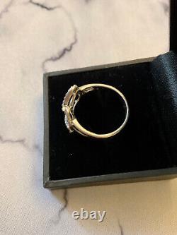 Ancienne Bague Coeurs 17 Diamants Véritables Argent Massif Taille 55