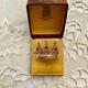 Ancienne Bague Couronne Belle Tourmaline Saphir Argent Massif /or Rose Vermeil