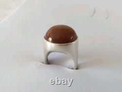 Ancienne Bague Design Moderniste Scandinave Otteren Argent Massif Agate Sterling