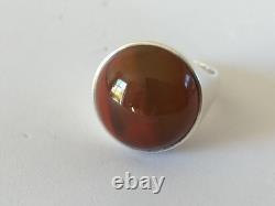 Ancienne Bague Design Moderniste Scandinave Otteren Argent Massif Agate Sterling