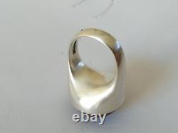 Ancienne Bague Design Moderniste Scandinave Otteren Argent Massif Agate Sterling