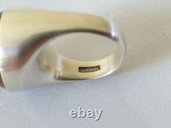 Ancienne Bague Design Moderniste Scandinave Otteren Argent Massif Agate Sterling