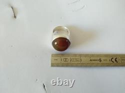 Ancienne Bague Design Moderniste Scandinave Otteren Argent Massif Agate Sterling