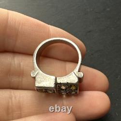 Ancienne Bague En Argent Massif 925 Jonc Alliance Anneaux Créateur Tank Art Déco