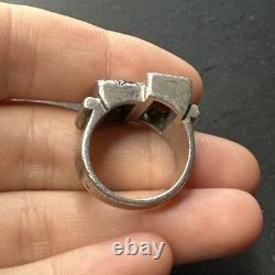 Ancienne Bague En Argent Massif 925 Jonc Alliance Anneaux Créateur Tank Art Déco