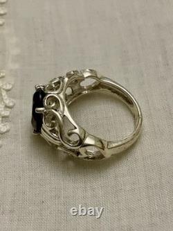 Ancienne Bague En Argent Massif Très Ouvragé Belle Topaze Fumée