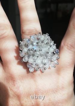 Ancienne Bague En Argent et pierres de lunes Massif Silver Ring 925