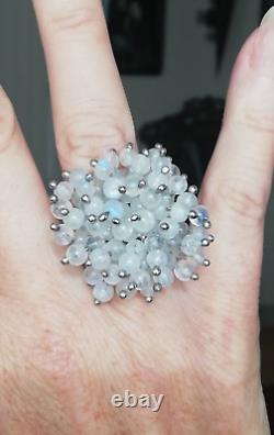 Ancienne Bague En Argent et pierres de lunes Massif Silver Ring 925
