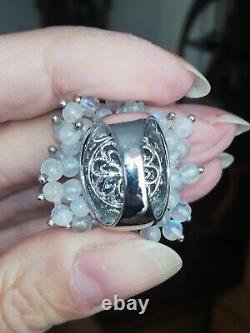 Ancienne Bague En Argent et pierres de lunes Massif Silver Ring 925