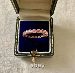 Ancienne Bague Éternité Argent Massif/or Rose Rubis Véritable