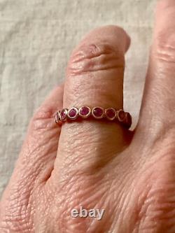 Ancienne Bague Éternité Argent Massif/or Rose Rubis Véritable