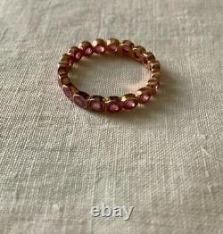 Ancienne Bague Éternité Argent Massif/or Rose Rubis Véritable