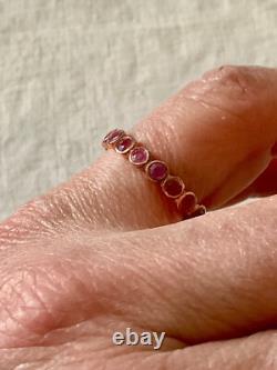 Ancienne Bague Éternité Argent Massif/or Rose Rubis Véritable