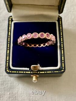 Ancienne Bague Éternité Argent Massif/or Rose Rubis Véritable
