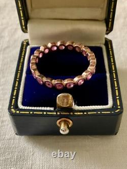 Ancienne Bague Éternité Argent Massif/or Rose Rubis Véritable