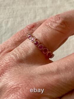 Ancienne Bague Éternité Argent Massif/or Rose Rubis Véritable