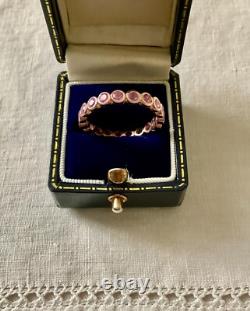 Ancienne Bague Éternité Argent Massif/or Rose Rubis Véritable