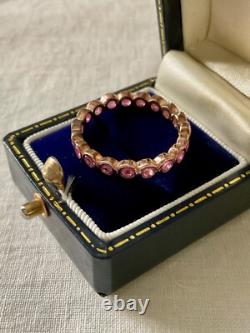 Ancienne Bague Éternité Argent Massif/or Rose Rubis Véritable
