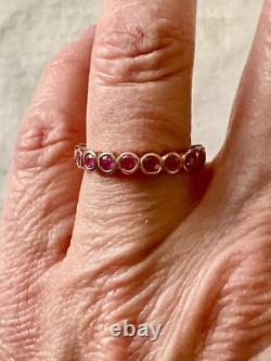 Ancienne Bague Éternité Argent Massif/or Rose Rubis Véritable