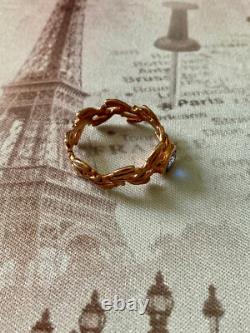 Ancienne Bague Or Rose Argent Massif Saphir Bleu Véritable Monture Ouvragée