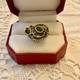 Ancienne Bague Peridot Grenat Argent Massif Design Moderniste Taille 53