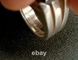 Ancienne Bague Signé Arthus Bertrand Quartz Fumé Sur Argent Massif 925