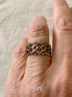Ancienne Bague Vermeil Argent Massif Ajouré Très Beau Travail Taille 56