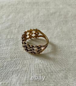 Ancienne Bague Vermeil Argent Massif Ajouré Très Beau Travail Taille 56