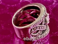 Ancienne Bague argent massif Art Deco opales & marcassites taille 56 (1,8 mm)