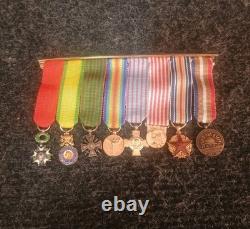 Ancienne Barrette De 8 Réductions Médailles Militaires Avec 2 Argent Massif