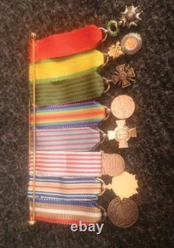 Ancienne Barrette De 8 Réductions Médailles Militaires Avec 2 Argent Massif