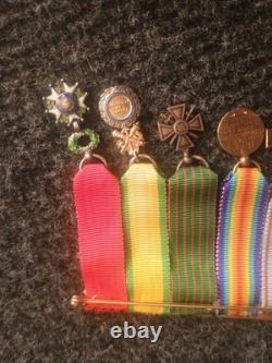 Ancienne Barrette De 8 Réductions Médailles Militaires Avec 2 Argent Massif