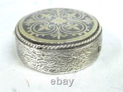 Ancienne Boite A Pilule Mouche Coffret Argent Massif 900 Niellé Silver Box
