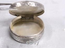 Ancienne Boite A Pilule Mouche Coffret Argent Massif 900 Niellé Silver Box