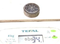 Ancienne Boite A Pilule Mouche Coffret Argent Massif 900 Niellé Silver Box