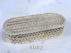 Ancienne Boite Coffret Argent Massif Decor Tressé Silver Box