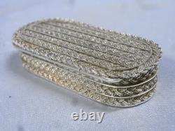 Ancienne Boite Coffret Argent Massif Decor Tressé Silver Box