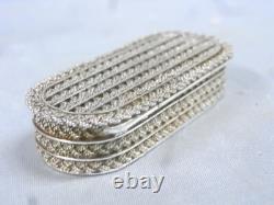 Ancienne Boite Coffret Argent Massif Decor Tressé Silver Box