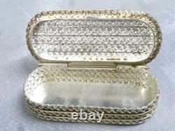 Ancienne Boite Coffret Argent Massif Decor Tressé Silver Box
